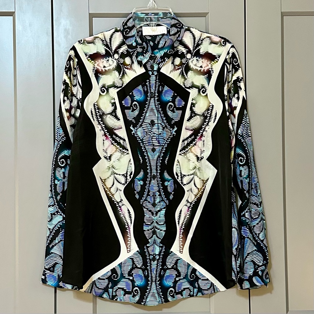 Peter Pilotto J Silk Button Down Collared Blouse … - image 1